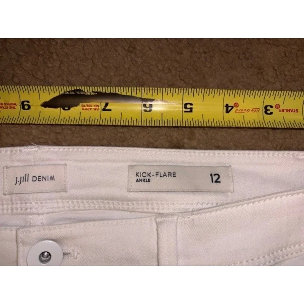 J. Jill Denim White Flare Ankle Jeans Raw Hem Womens 12 High Rise Stretch T01-31